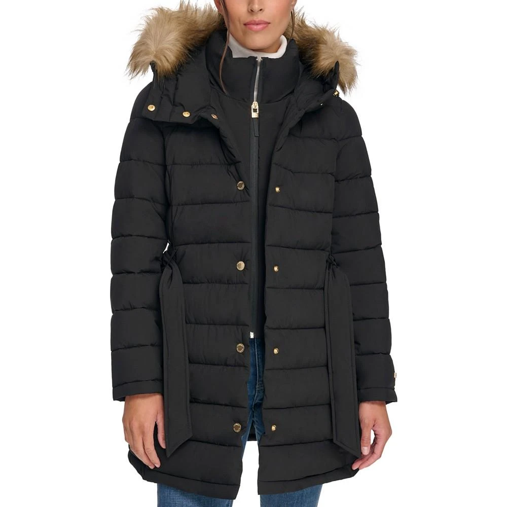 商品Tommy Hilfiger|Women's Belted Faux-Fur-Trim Hooded Puffer Coat, Created for Macy's,价格¥707,第3张图片详细描述