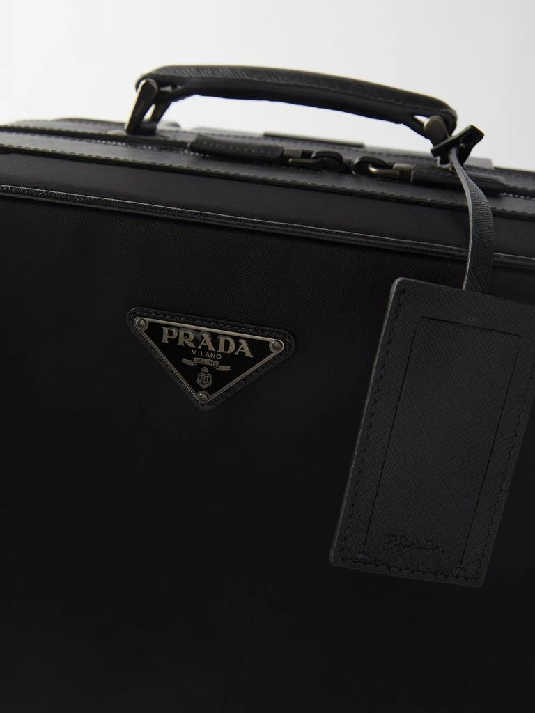 Logo-plaque nylon and leather cabin suitcase 商品