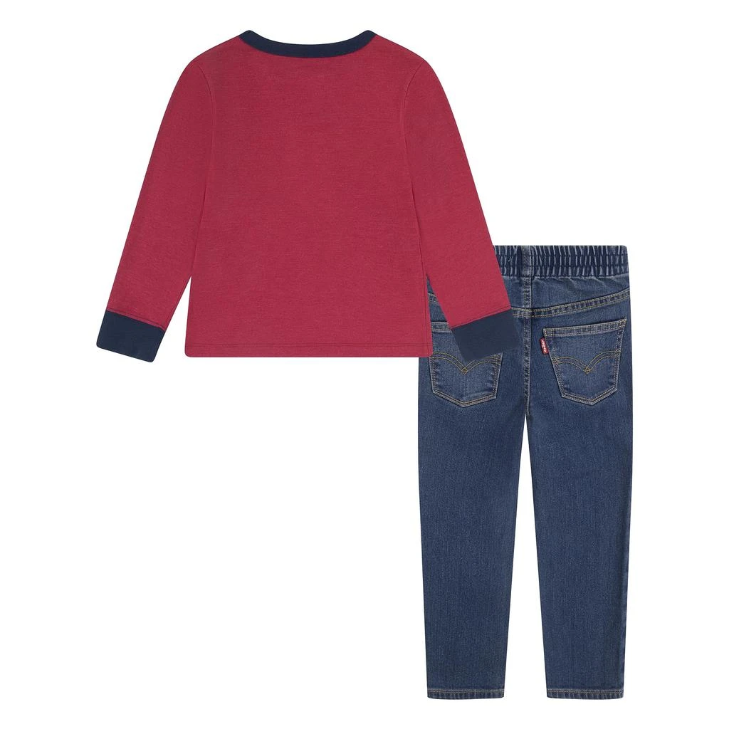 商品Levi's|Long Sleeve Ringer T-Shirt and Denim Two-Piece Outfit Set (Little Kids),价格¥194,第2张图片详细描述