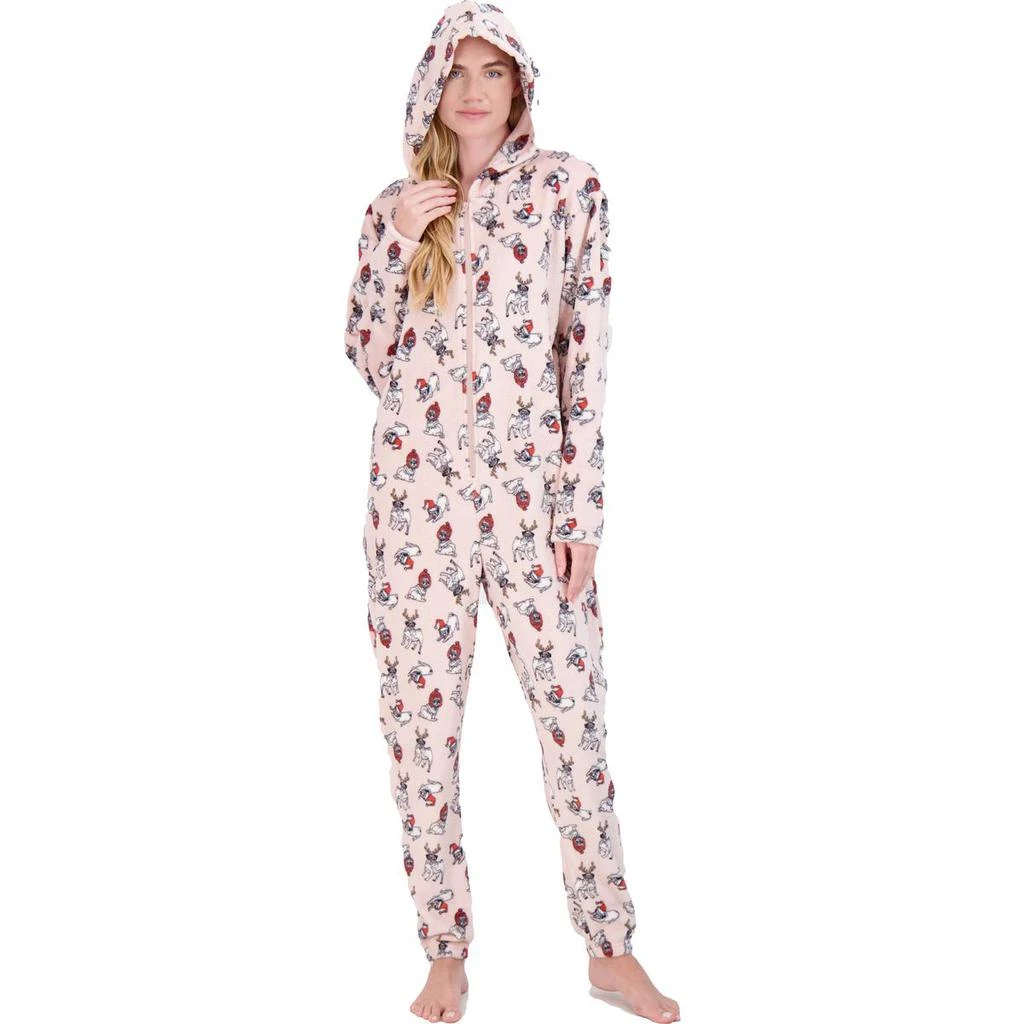 商品NYC Underground|NYC Underground Women's Printed Holiday One-Piece Hooded Pajamas,价格¥53,第3张图片详细描述