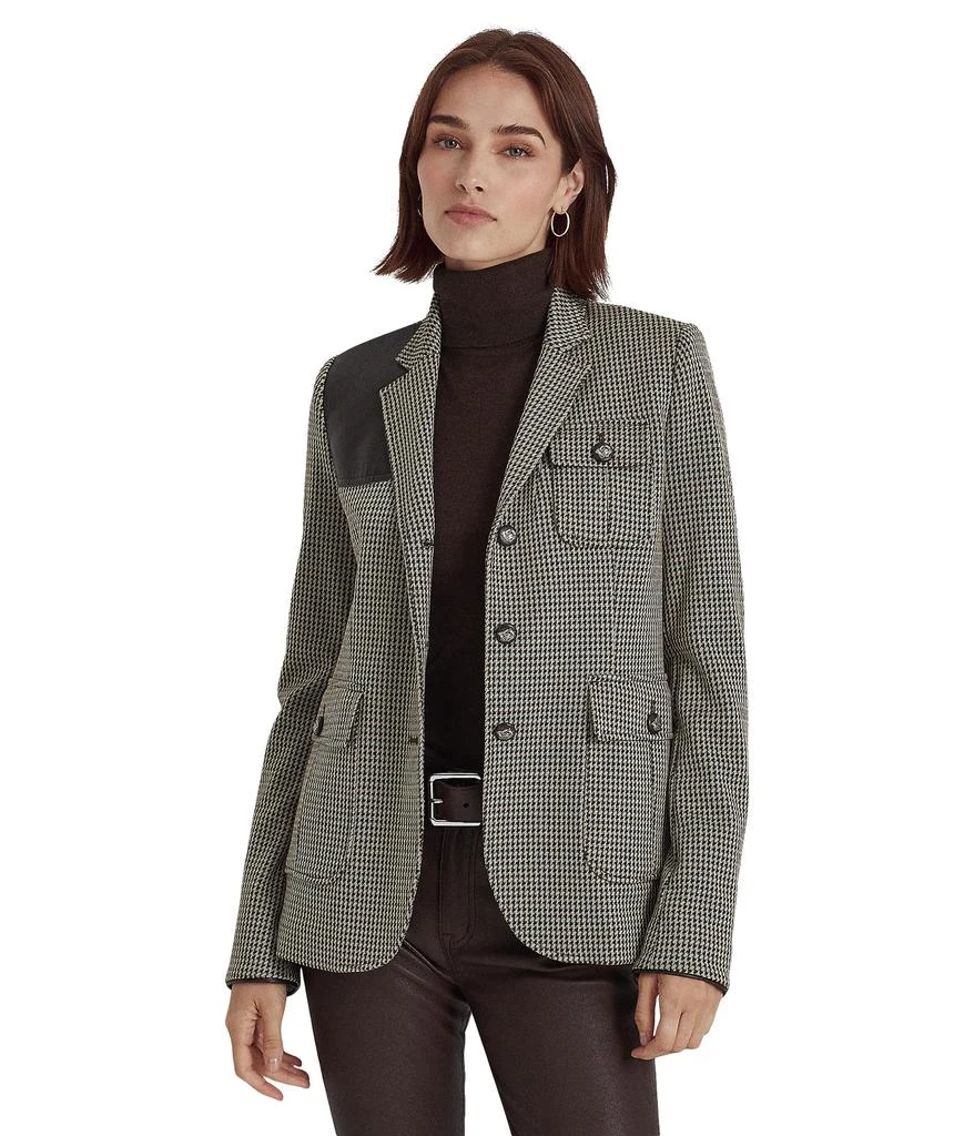 商品Ralph Lauren|Faux Leather Trim Jacquard Blazer,价格¥1641,第1张图片