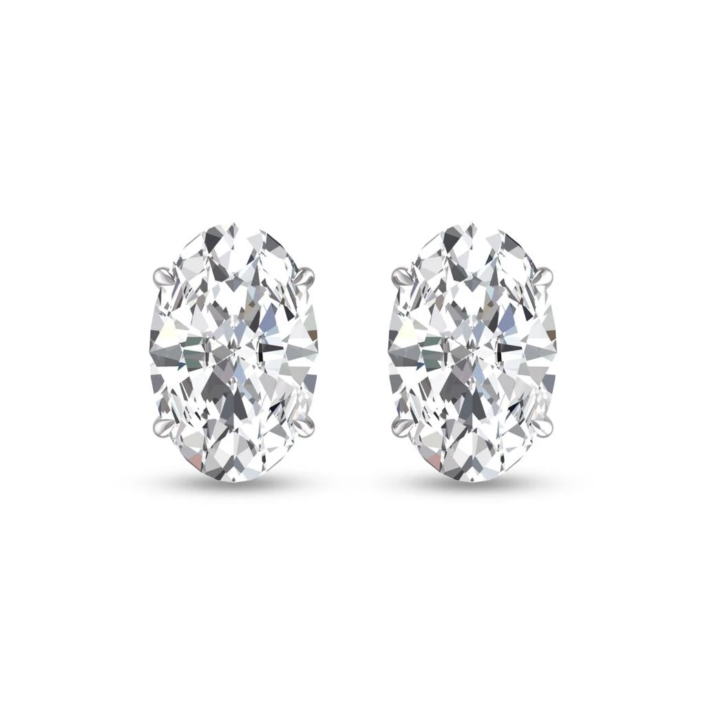 商品SSELECTS|Lab Grown 3/4 Carat Oval Solitaire Diamond Earrings In 14k White Gold,价格¥7700,第1张图片