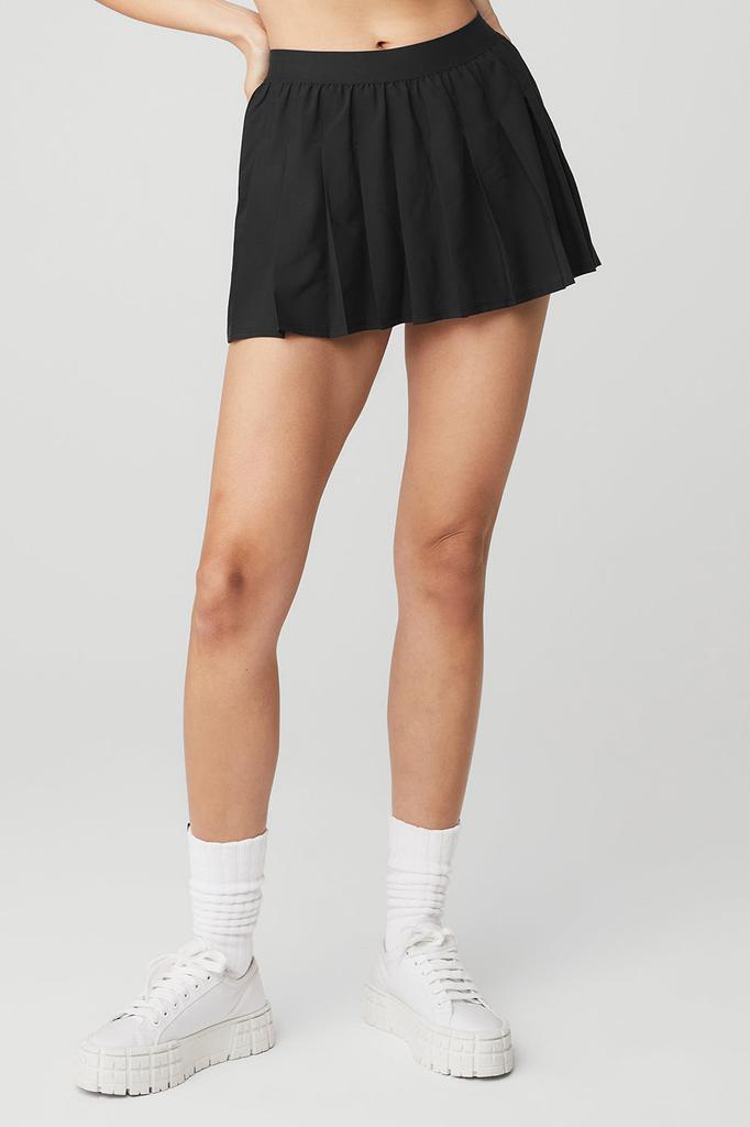 商品Alo|Varsity Tennis Skirt - Black,价格¥276-¥380,第1张图片
