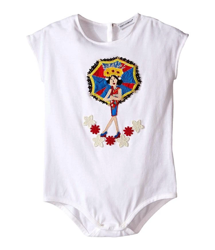 商品Dolce & Gabbana|婴儿Dolce & Gabbana Kids Jersey Applique One Piece (Infant),价格¥723,第1张图片