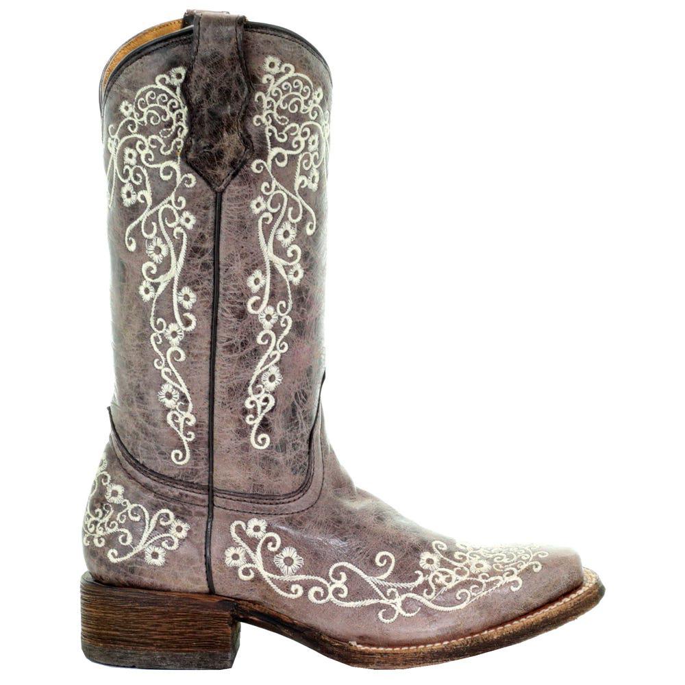 A2980 Embroidery Square Toe Cowboy Boots商品第1张图片规格展示