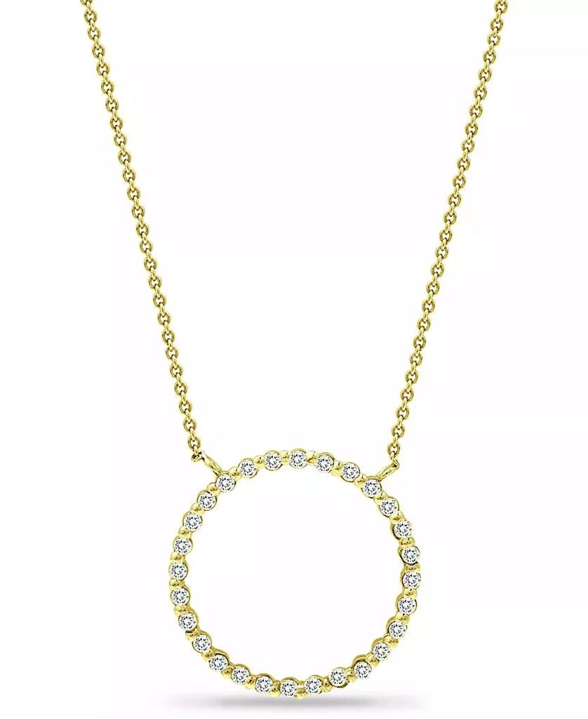 商品Giani Bernini|Cubic Zirconia Open Circle Pendant Necklace in 18k Gold-Plated Sterling Silver, 16" + 2" extender, Created for Macy's,价格¥141,第1张图片