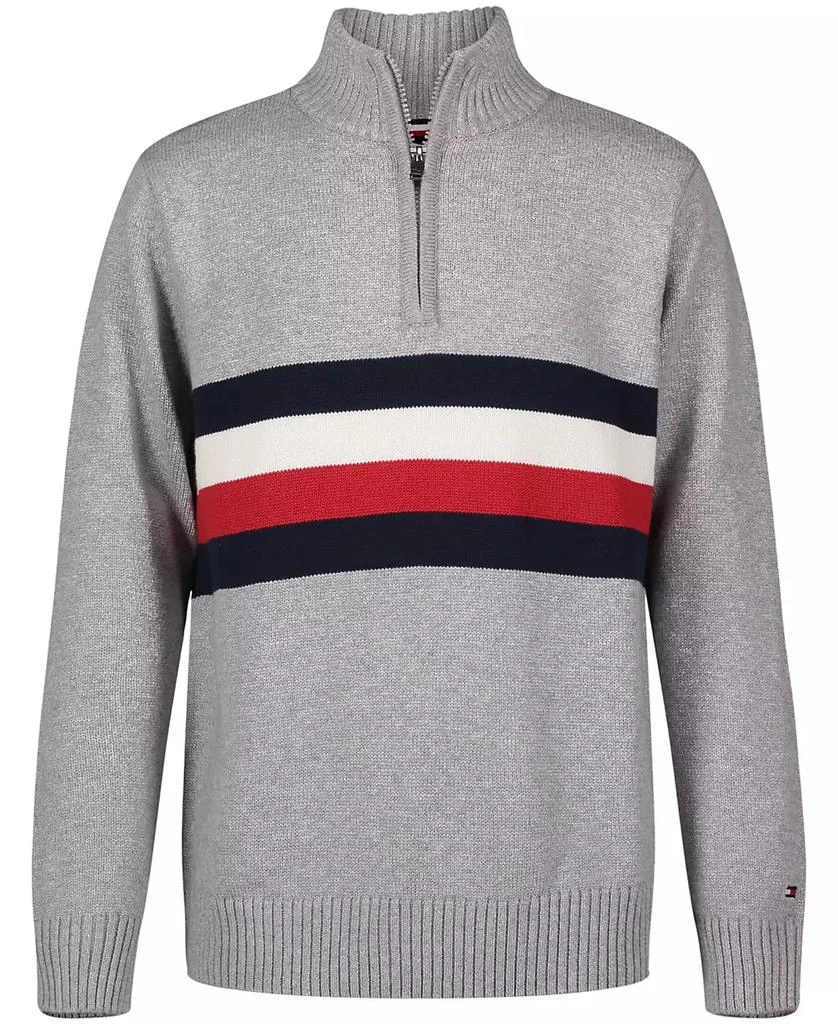 商品Tommy Hilfiger|Toddler Boys Signature Stripe Long Sleeve Quarter Zip Sweater,价格¥102,第1张图片