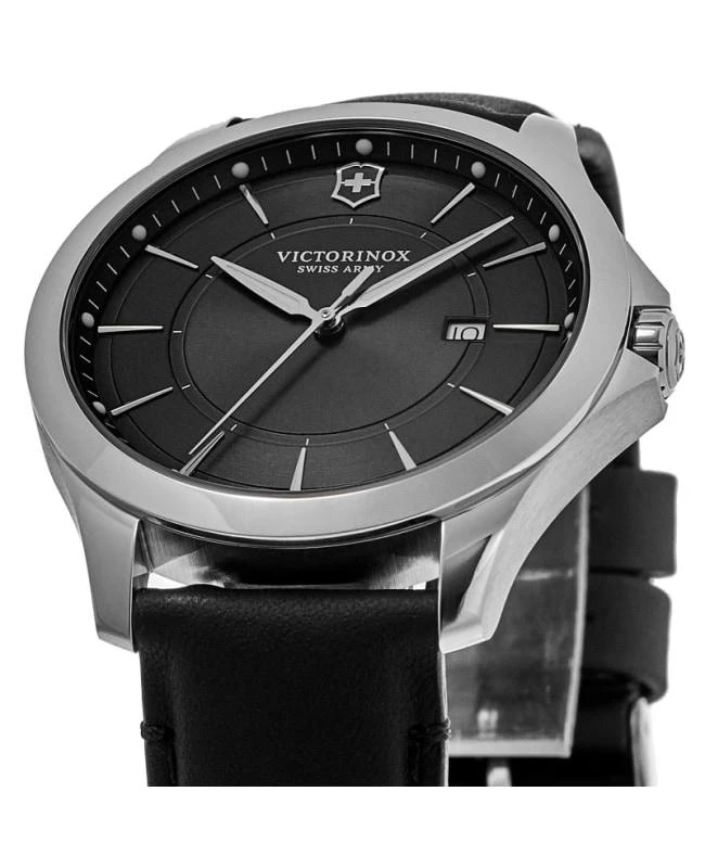 商品Swiss Army|Victorinox Swiss Army Alliance Quartz Black Dial Leather Strap Men's Watch 241904,价格¥1971,第2张图片详细描述