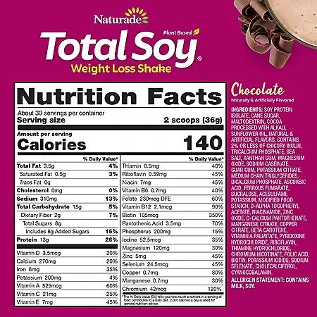 商品Naturade|Naturade Total Soy Weight Loss Shake, Chocolate (30 servings),价格¥148,第5张图片详细描述