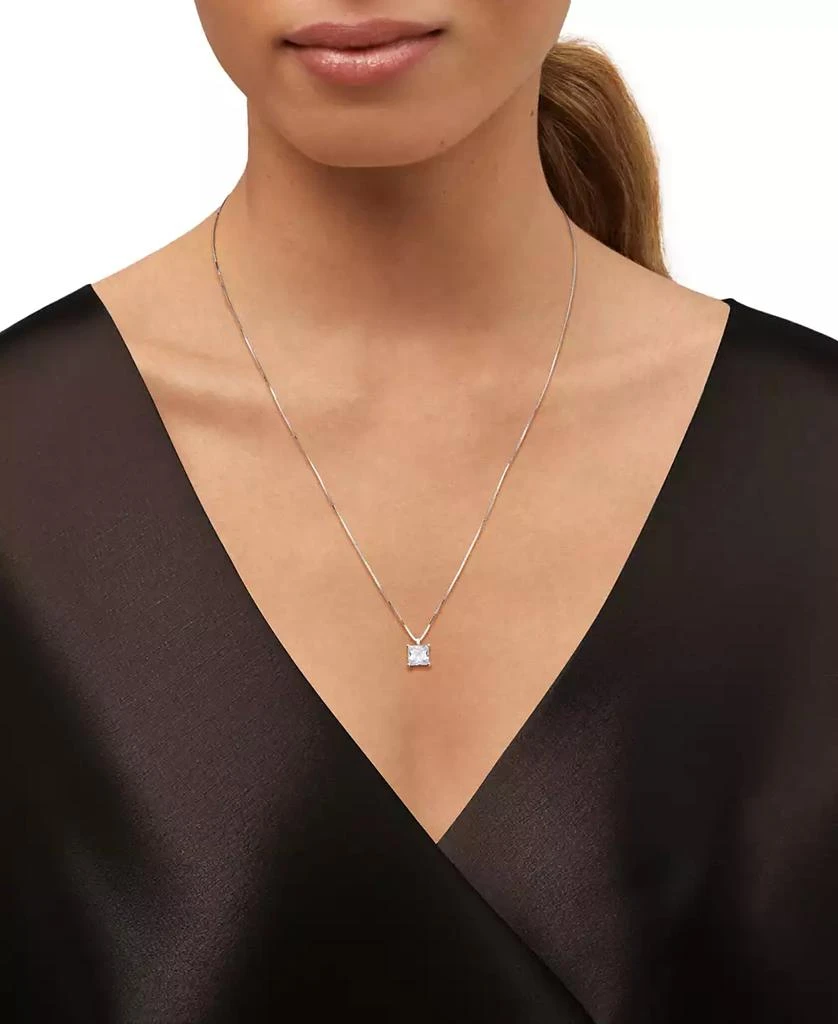 商品Grown With Love|Certified Lab Grown Princess Solitaire 18" Pendant Necklace (1 ct. t.w.) in 14k White Gold,价格¥15643,第2张图片详细描述