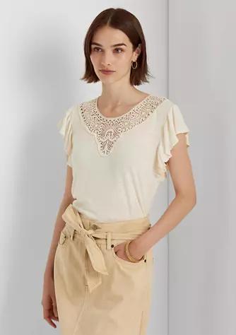 Linen Jersey Flutter-Sleeve T-Shirt商品第1张图片规格展示