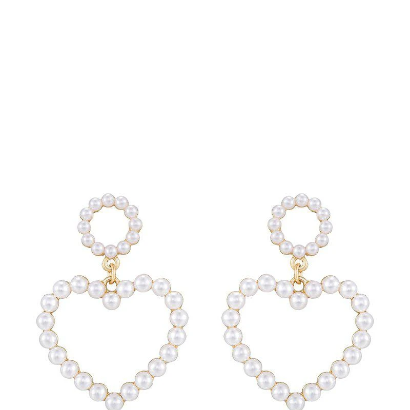 商品Ettika Jewelry|Loving Pearl Heart & 18k Gold Plated Earrings ONE SIZE ONLY,价格¥340,第1张图片