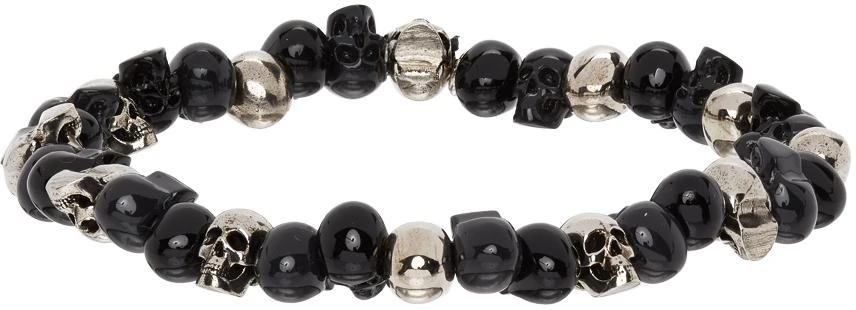 商品Alexander McQueen|Silver Beaded Skull Bracelet,价格¥2101,第1张图片