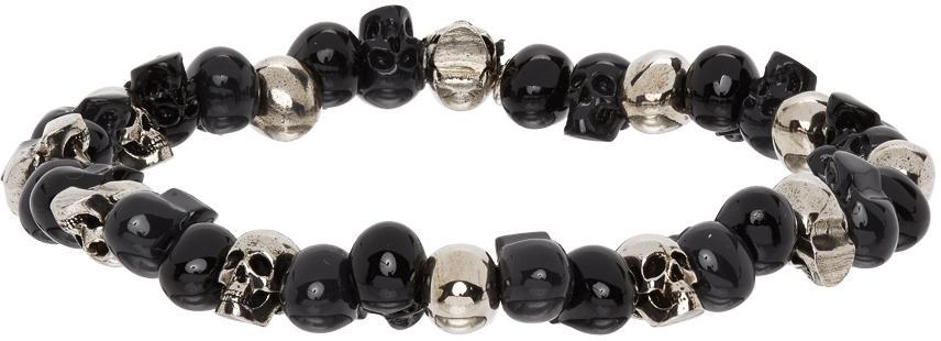 商品Alexander McQueen|Silver Beaded Skull Bracelet,价格¥2825,第1张图片