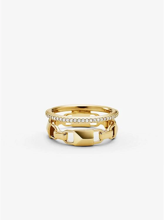 商品Michael Kors|Precious Metal-Plated Sterling Silver Mercer Link Pavé Halo Ring,价格¥744,第2张图片详细描述