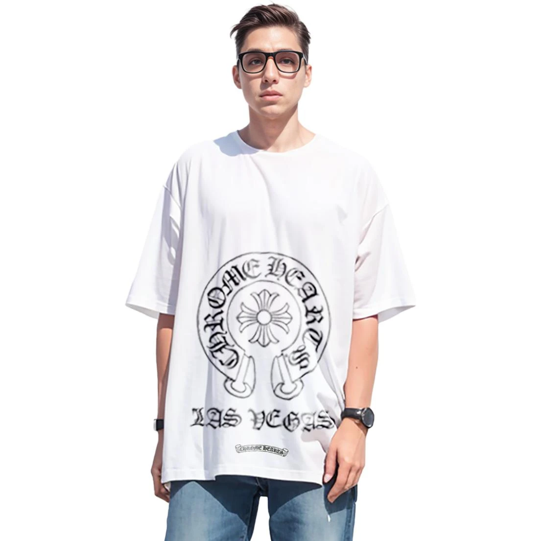 商品[国内直发] Chrome Hearts|图案印花宽松短袖T恤 男女同款 白色,价格¥5015,第5张图片详细描述