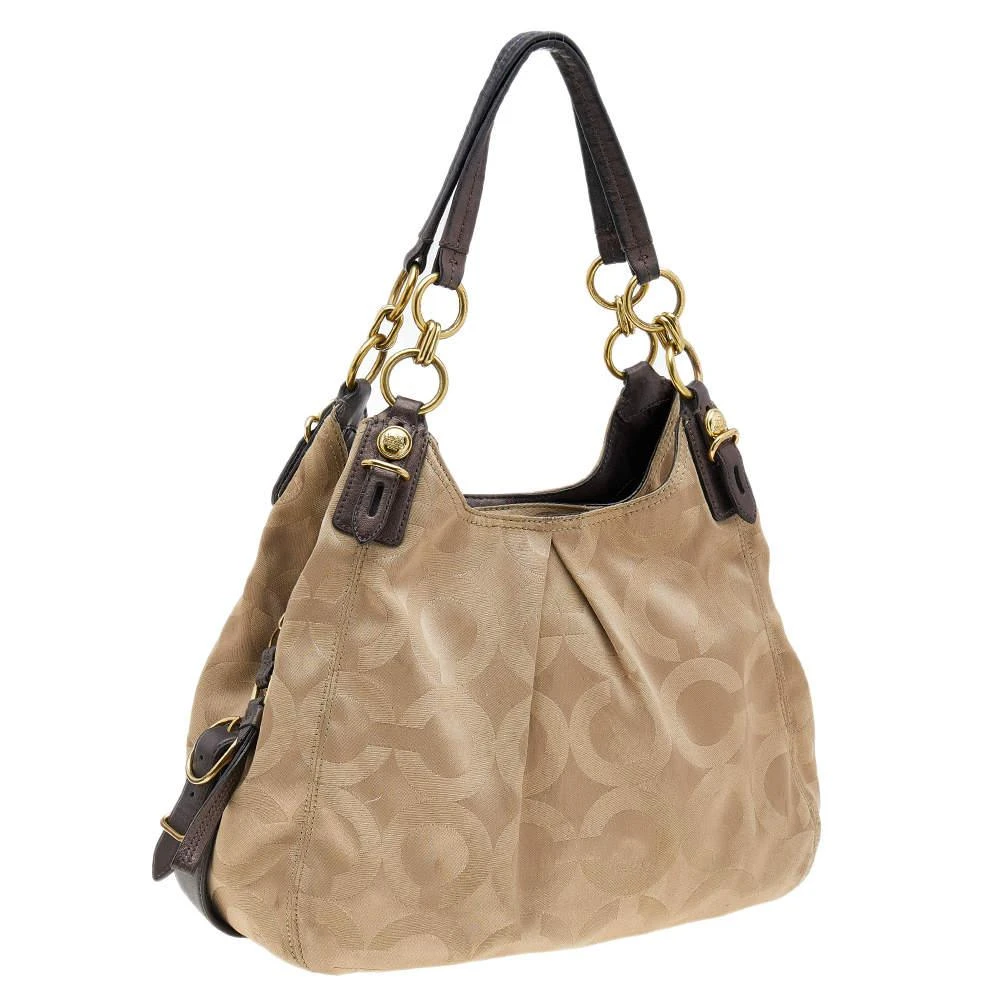 商品[二手商品] Coach|Coach Beige/Brown Signature Op Art Canvas and Leather Maggie Shoulder Bag,价格¥854,第3张图片详细描述