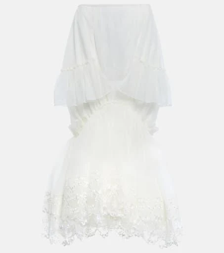 商品Simone Rocha|刺绣荷叶边薄纱半身裙,价格¥4646,第1张图片