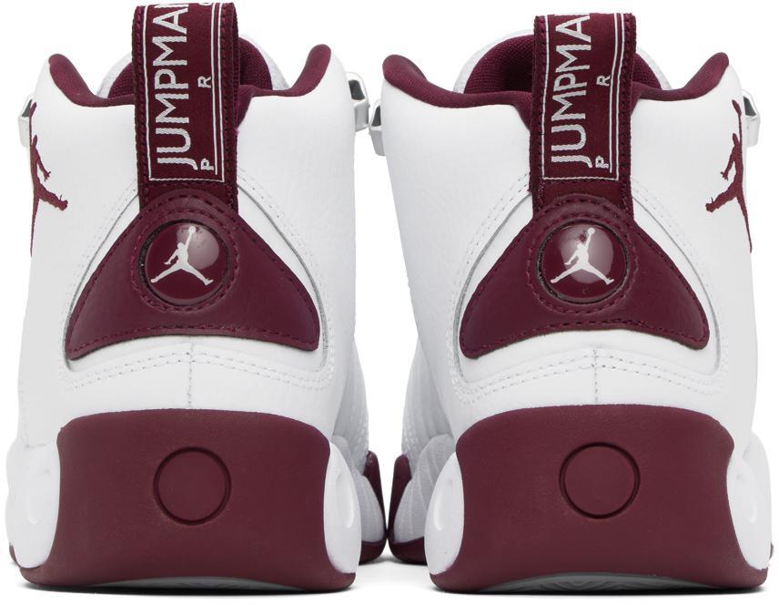 商品Jordan|White & Burgundy Jumpman Pro Sneakers,价格¥1417,第4张图片详细描述