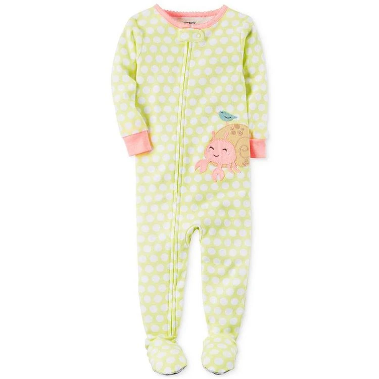 商品Carter's|1-Pc. Dot-Print Crab Footed Pajamas, Baby Girls (0-24 months),价格¥58,第2张图片详细描述