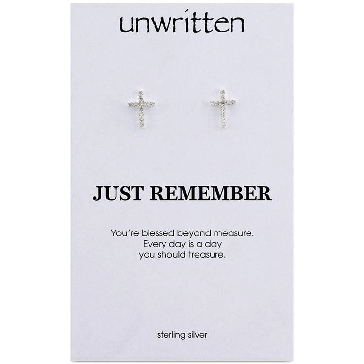 商品Unwritten|Cubic Zirconia Cross Stud Earrings in Sterling Silver,价格¥347,第1张图片