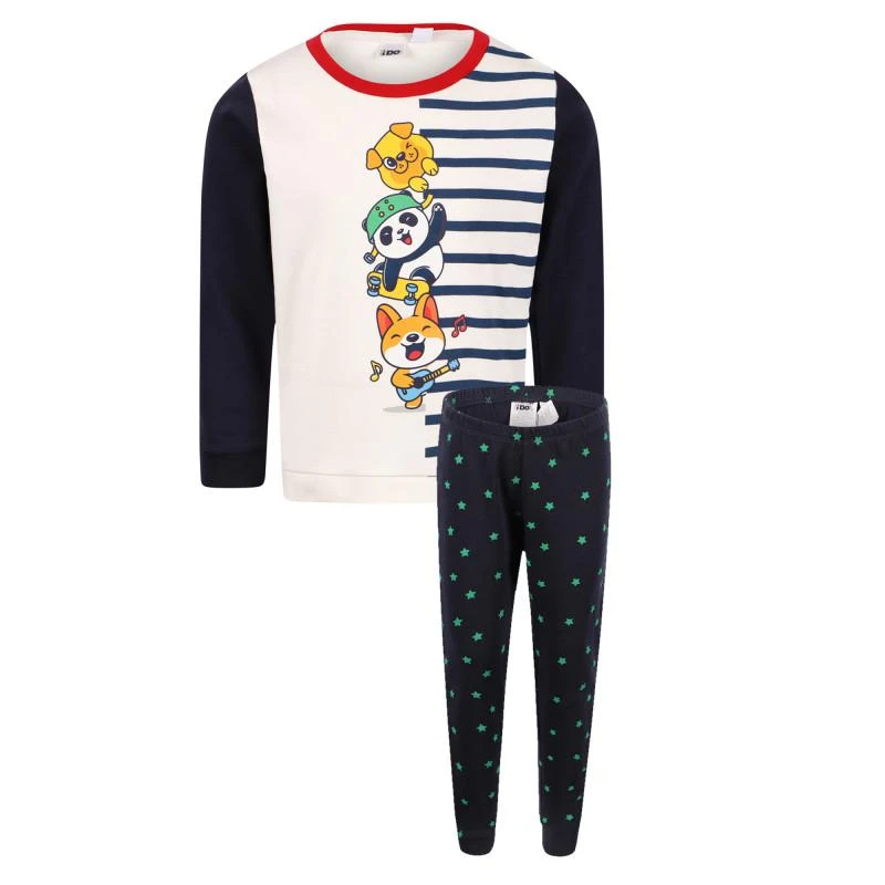 商品iDO|Happy animals pajama set in white and navy,价格¥250,第1张图片