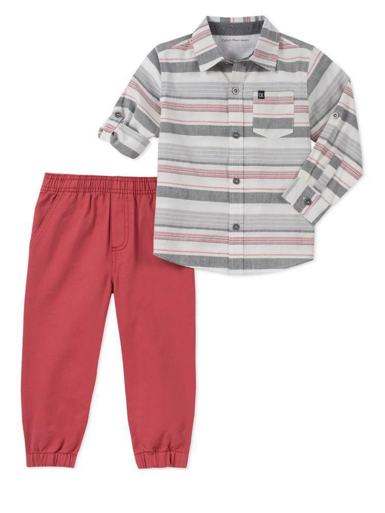 商品Calvin Klein|Little Boy's 2-Piece Front Button Shirt &amp; Joggers Set,价格¥181,第1张图片