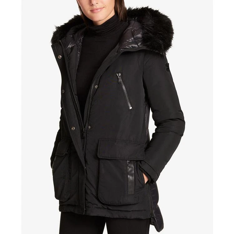 商品DKNY|Faux-Fur-Trim Quilted-Back Puffer Coat,价格¥1122,第4张图片详细描述