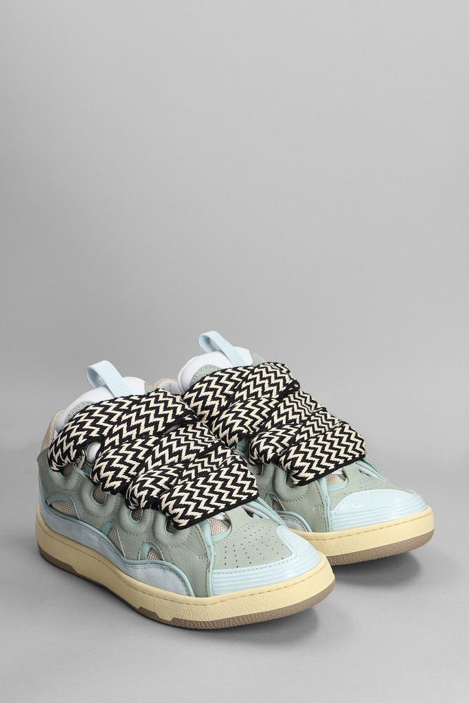 Lanvin Curb Sneakers In Cyan Suede And Leather商品第2张图片规格展示