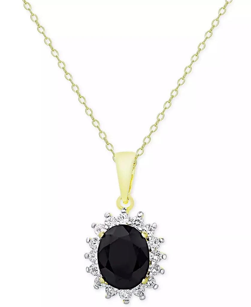 商品Macy's|Sapphire (3 ct. t.w.) and White Topaz (5/8 ct. t.w.) Pendant Necklace in 18k Gold-Plated Sterling Silver,价格¥187,第1张图片