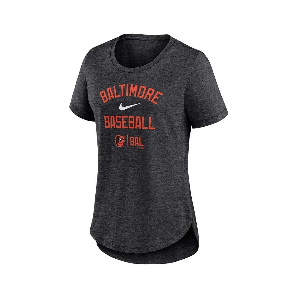 商品NIKE|Women's Heather Charcoal Baltimore Orioles Local Phrase Scoop Neck Tri-Blend T-shirt,价格¥270,第2张图片详细描述