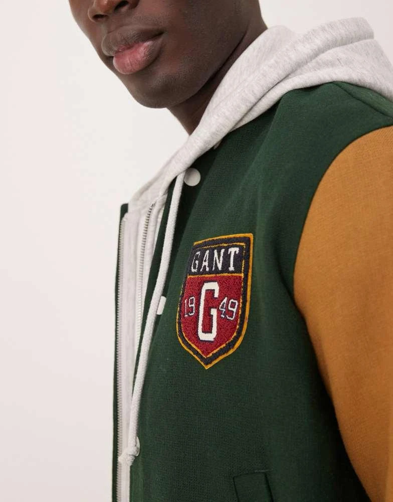 商品Gant|GANT wool blend varsity logo jacket in green,价格¥3623,第3张图片详细描述