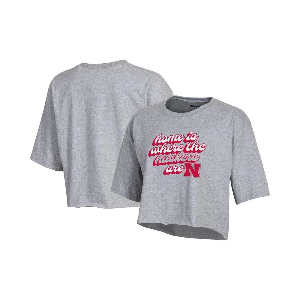 商品CHAMPION|Women's Gray Nebraska Huskers Boyfriend Cropped T-shirt,价格¥222,第1张图片