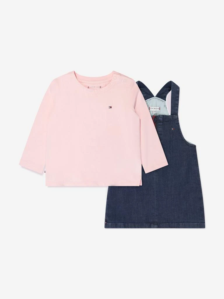 商品Tommy Hilfiger|Baby Girls Dungaree Dress Set in Pink,价格¥616,第1张图片