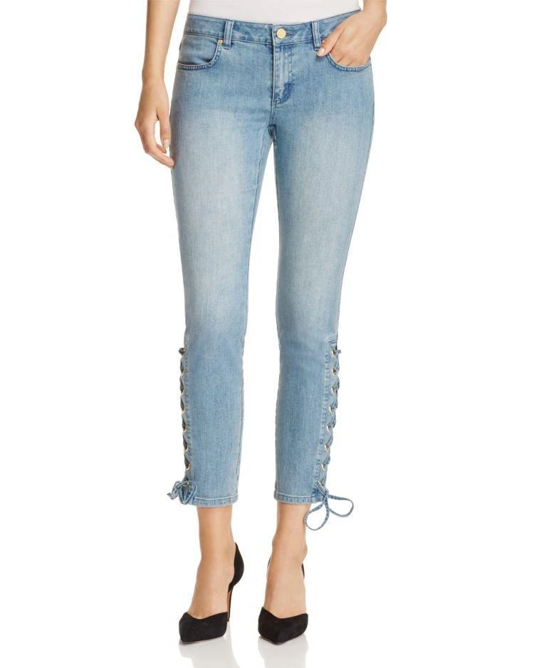 商品Michael Kors|Grommet Lace-Up Skinny Jeans in Light Vintage Wash,价格¥377,第1张图片