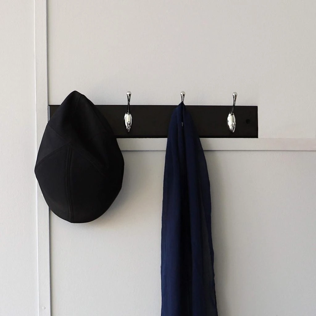 商品Home Basics|Home Basics 4 Double Hook Wall Mounted Hanging Rack, Black,价格¥150,第3张图片详细描述