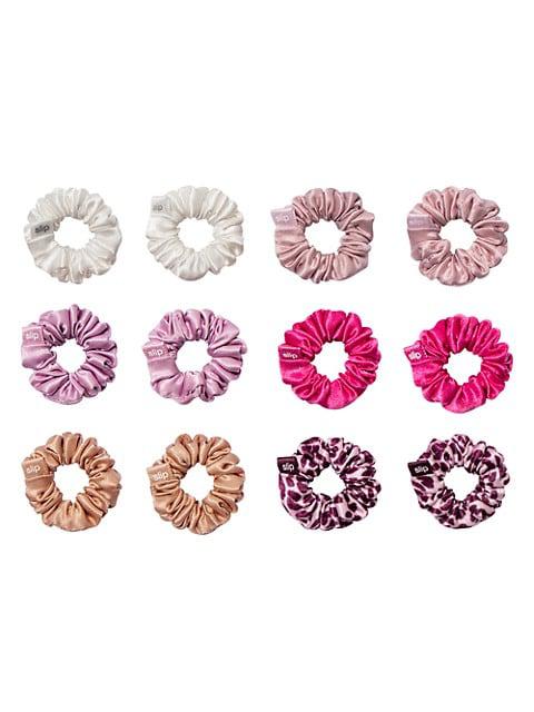 Pure Silk 12-Piece French Rose Minnie Scrunchies Set商品第1张图片规格展示