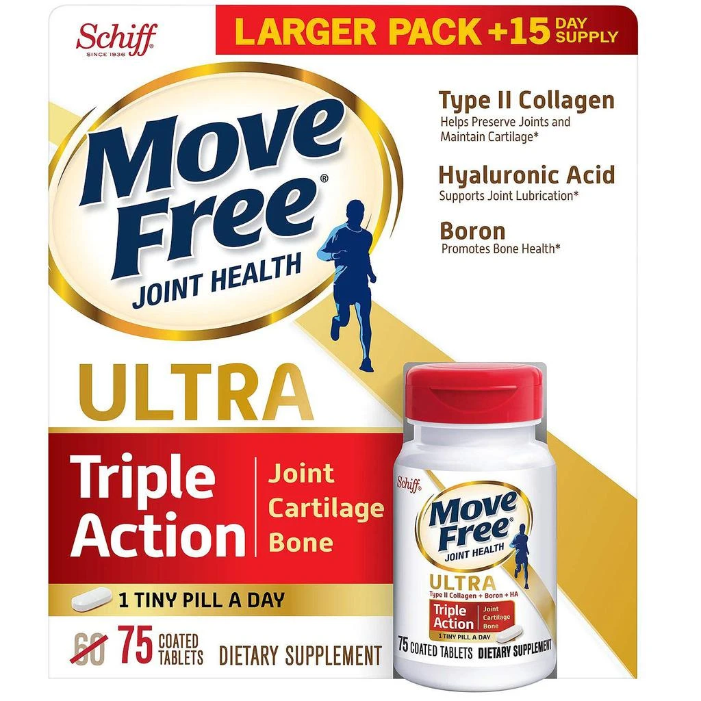 商品Move Free|Move Free Type II Collagen, Boron & HA Ultra Triple Action Tablets, Move Free (75 Count In A Bottle) 1 ea,价格¥243,第3张图片详细描述