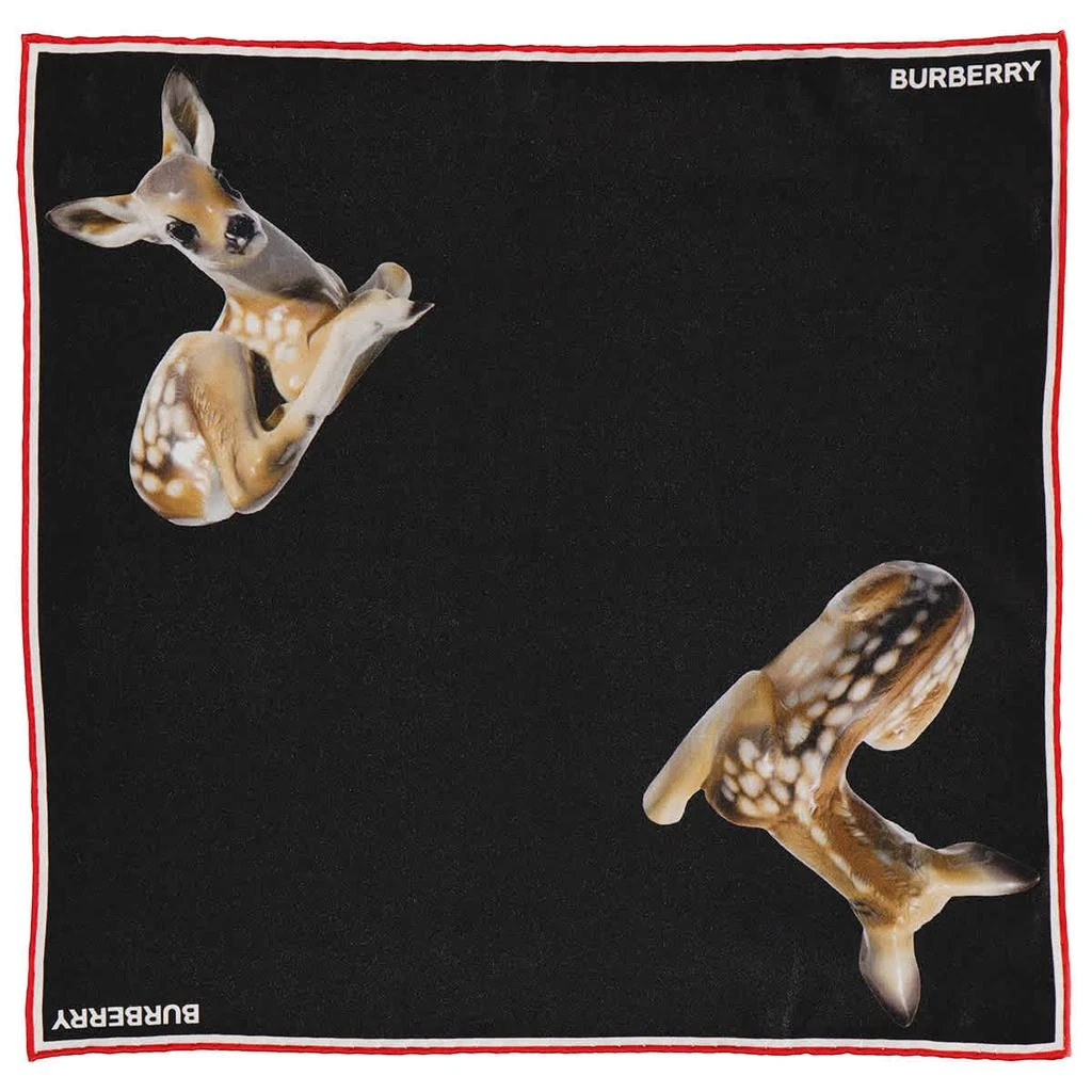 商品Burberry|Burberry Mens Black Edwards Deer Motif Silk Pocket Square,价格¥591,第1张图片