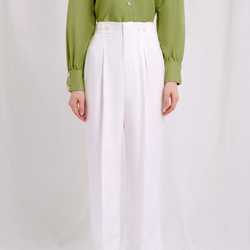 【Suggy Li联名胶囊系列】Lucia米白前褶高腰裤 | Lucia Pants - Ivory 商品