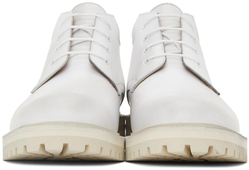 White Combat Derby Lace-Up Boots商品第2张图片规格展示