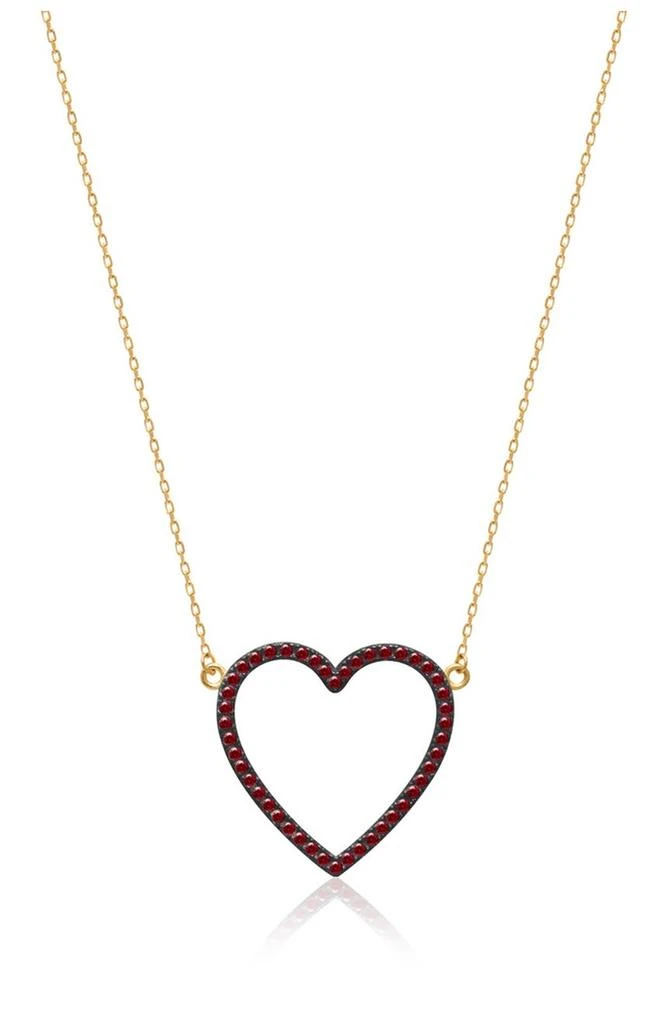 商品Gabi Rielle|14K Yellow Gold Vermeil Pave CZ Open Heart Pendant Necklace,价格¥371,第1张图片