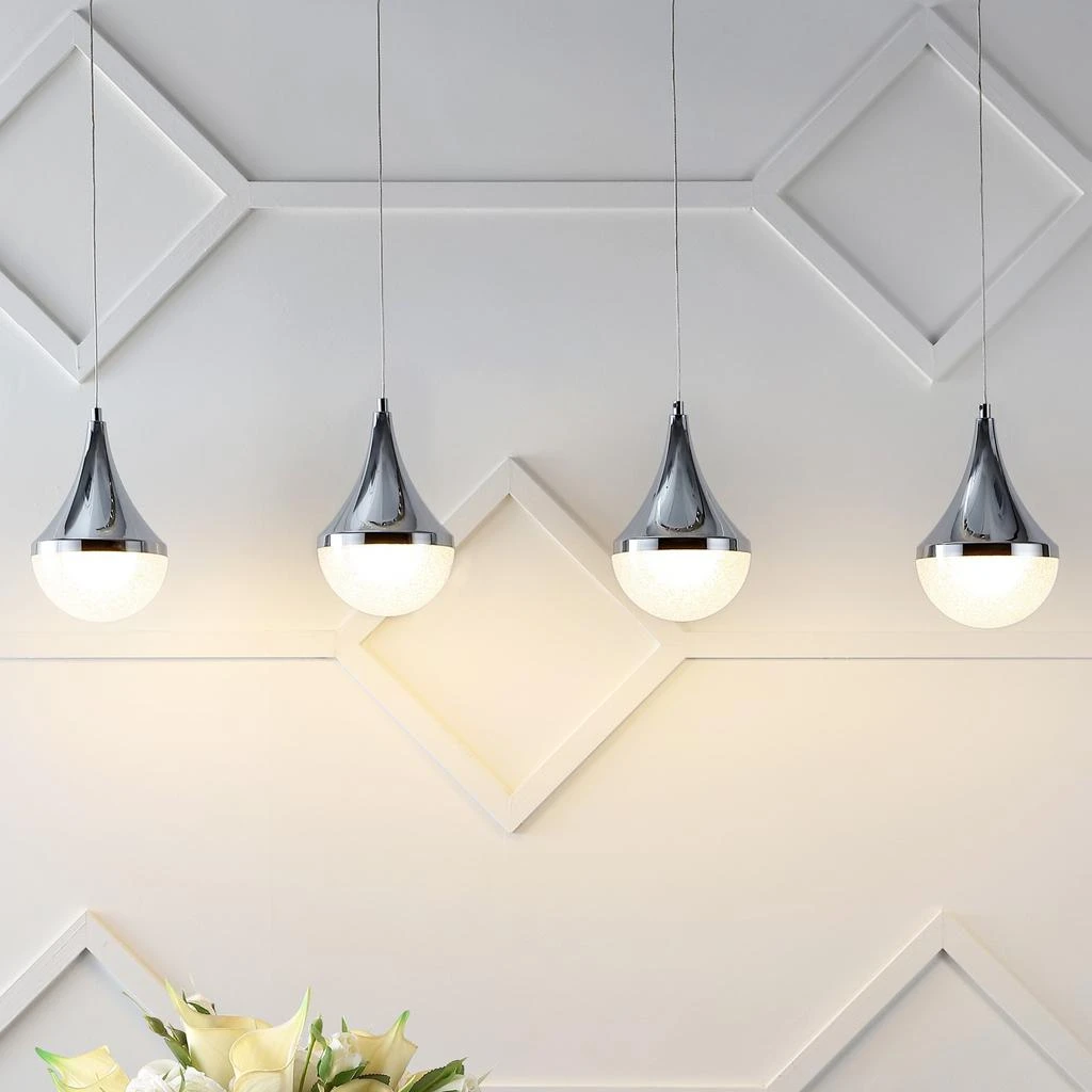 商品JONATHAN Y|Elena Teardrop 47" 4-Light Modern Mid-Century Iron/Acrylic Integrated Linear LED Pendant,价格¥2195,第3张图片详细描述
