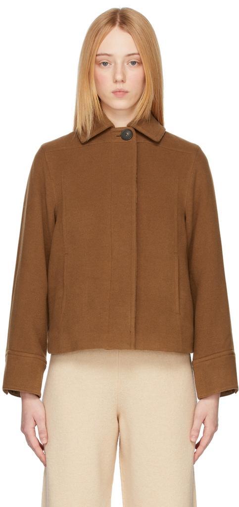 商品Vince|Brown Crop Wool Jacket,价格¥5226,第1张图片