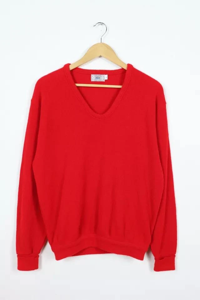 商品Lacoste|Vintage Lacoste V-Neck Red Sweater,价格¥749,第1张图片