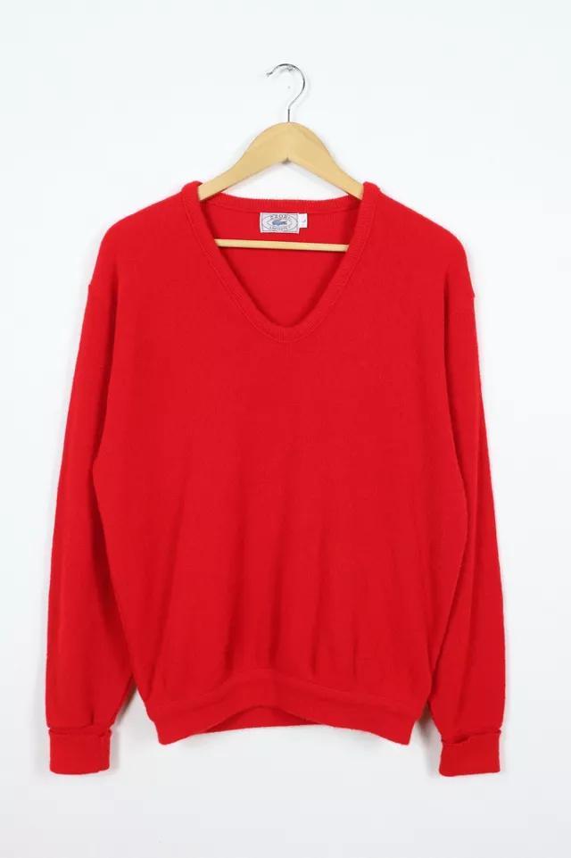 商品Lacoste|Vintage Lacoste V-Neck Red Sweater,价格¥692,第3张图片详细描述