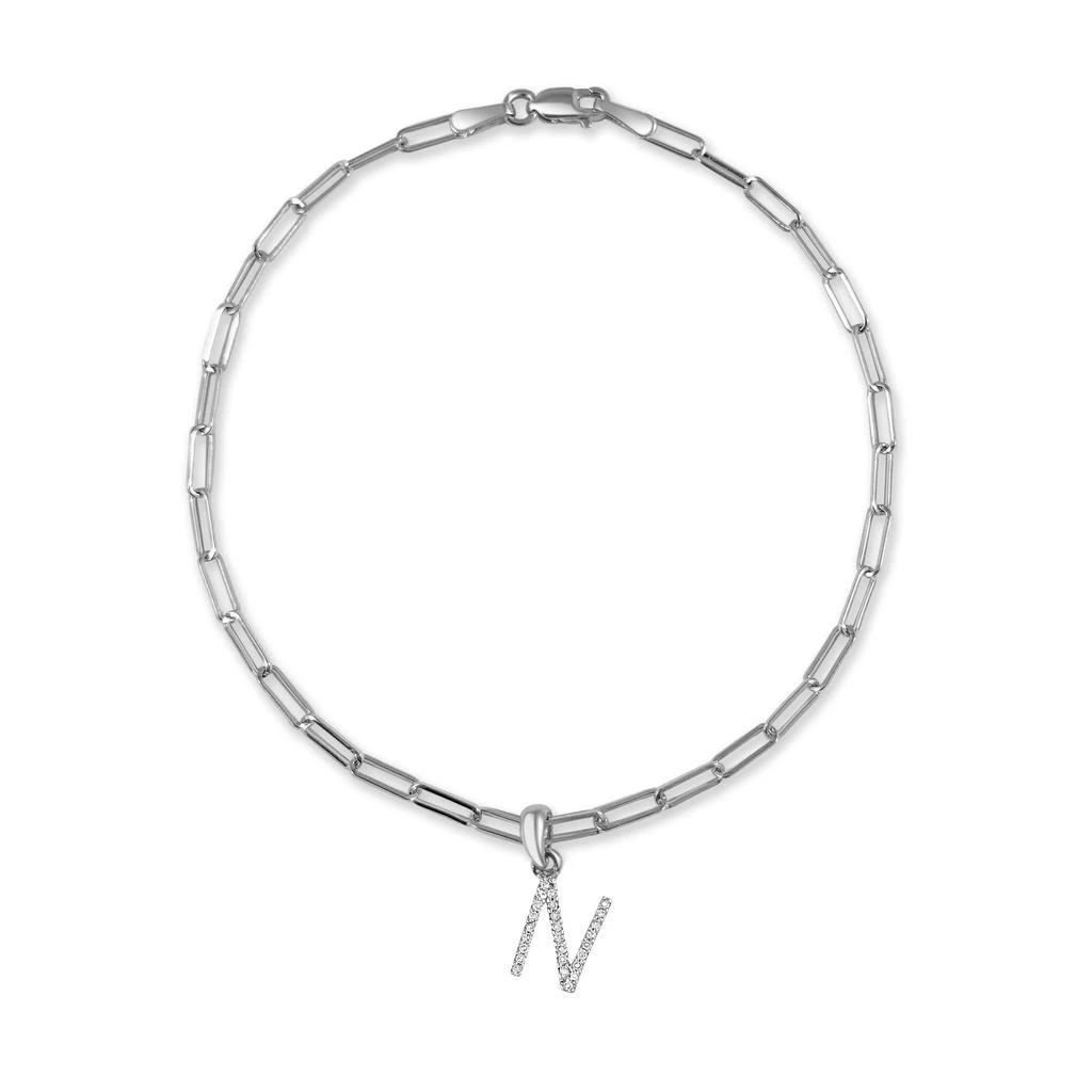 14k White Gold & Diamond Initial Link Bracelet 商品