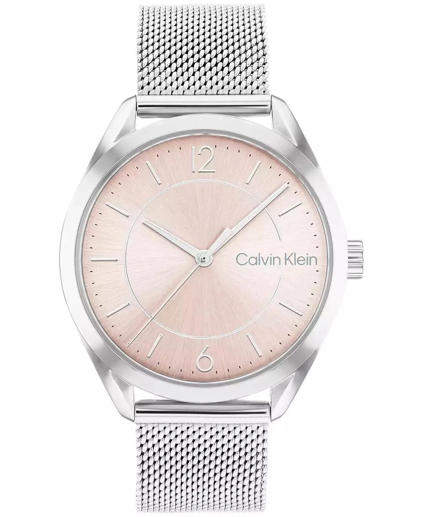 商品Calvin Klein|Women's Silver-Tone Stainless Steel Mesh Bracelet Watch 36mm,价格¥802,第1张图片