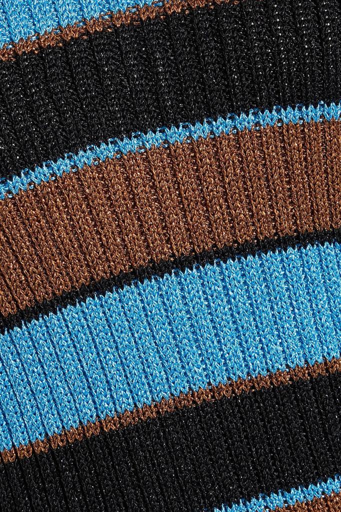 Ribbed striped metallic crochet-knit top商品第4张图片规格展示