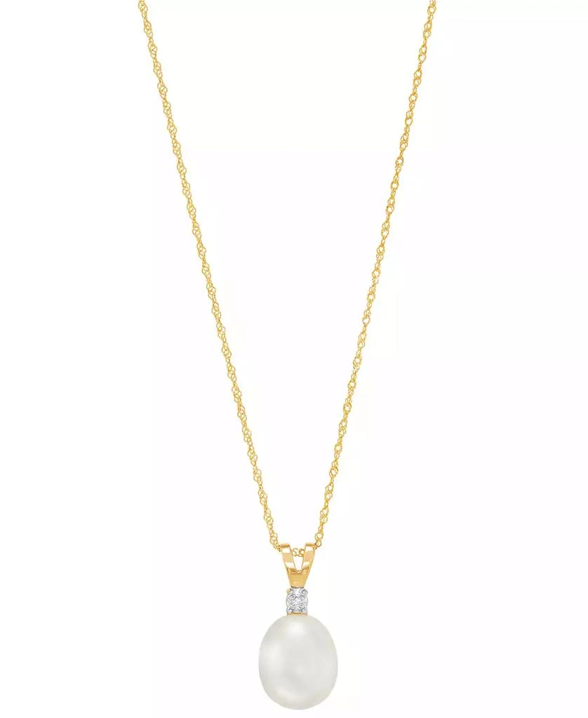 商品Honora|Cultured Freshwater Pearl (8mm) and Diamond Accent Pendant Necklace in 14k Gold,价格¥1029,第4张图片详细描述